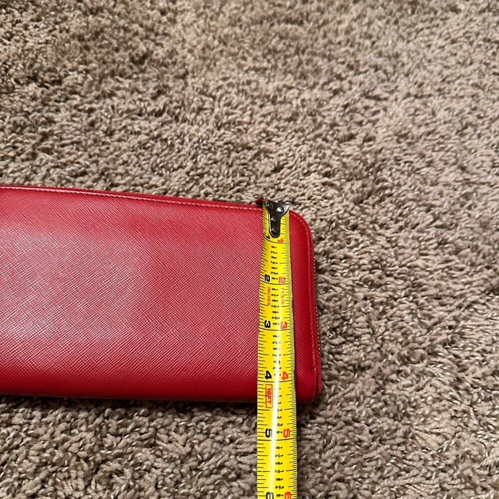 Prada Red Saffiano Zip Wallet with Gold Logo - Picture 10 of 13